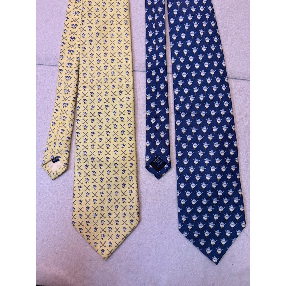 Vineyard Vines Silk Tie Lot 2 Double H Ranch Charity Golf Classic Navy Yellow